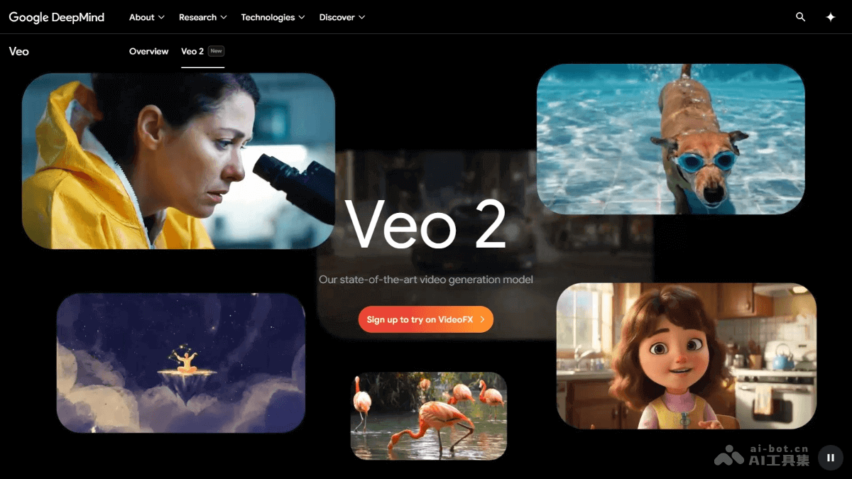 Veo 2  谷歌 DeepMind 推出的 AI 视频生成模型，支持高达 4K 分辨率