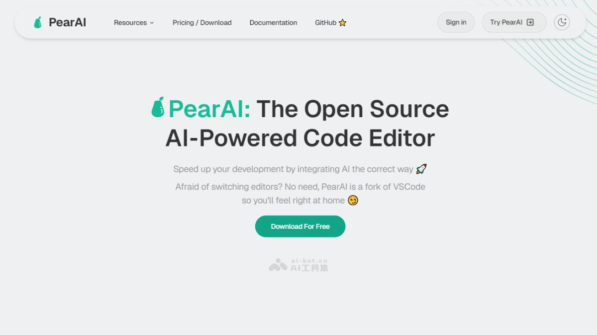 PearAI  开源的AI代码编辑器，基于VSCode开发直接与代码库对话 第1张