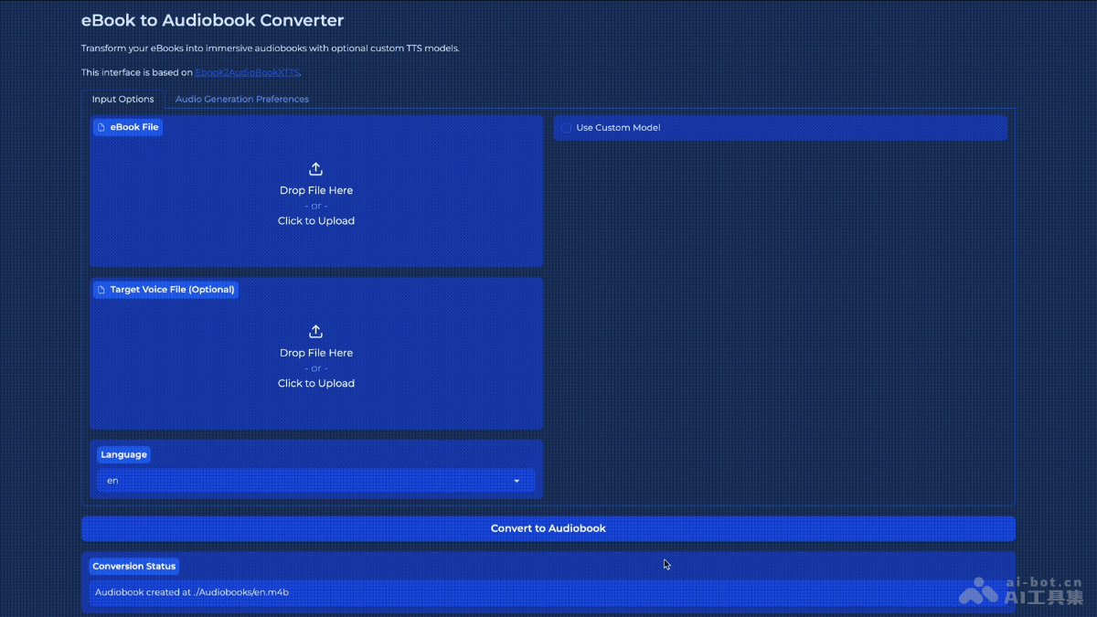 ebook2audiobookXTTS  开源电子书转有声书 AI 工具，支持16种语言