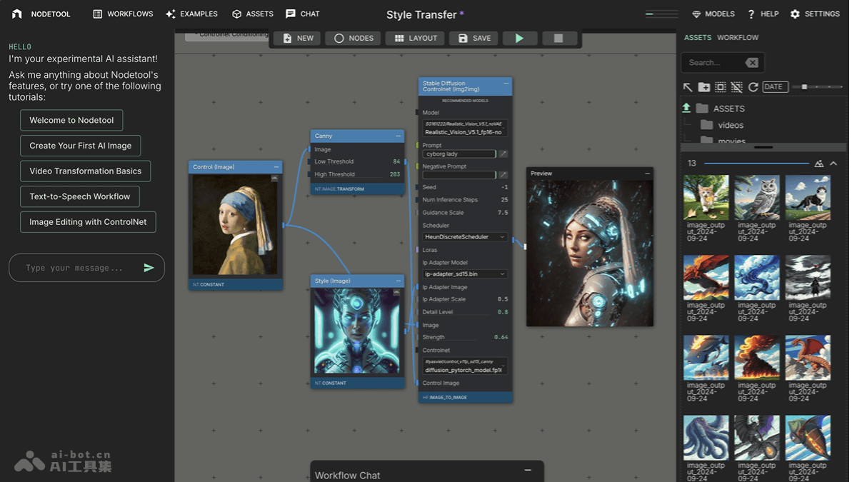 NodeTool  AI工作流可视化构建器，拖放节点设计复杂工作流