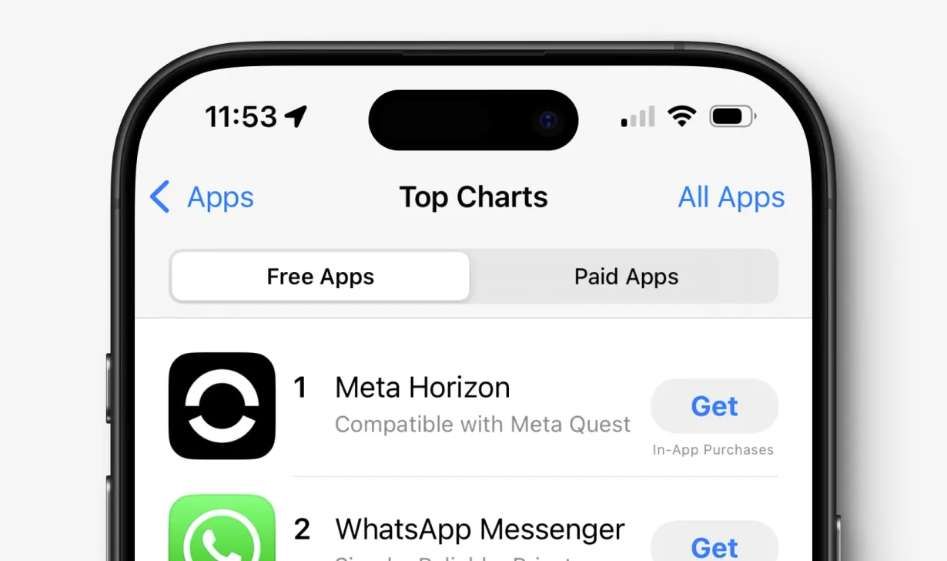 圣诞Meta Quest再次登顶苹果App Store免费榜TOP1