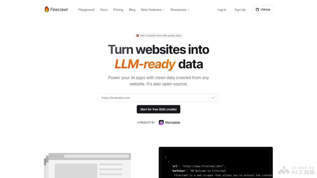 FireCrawl  开源 AI 网络爬虫工具，擅长处理动态网页内容、自动爬取网站及子页面